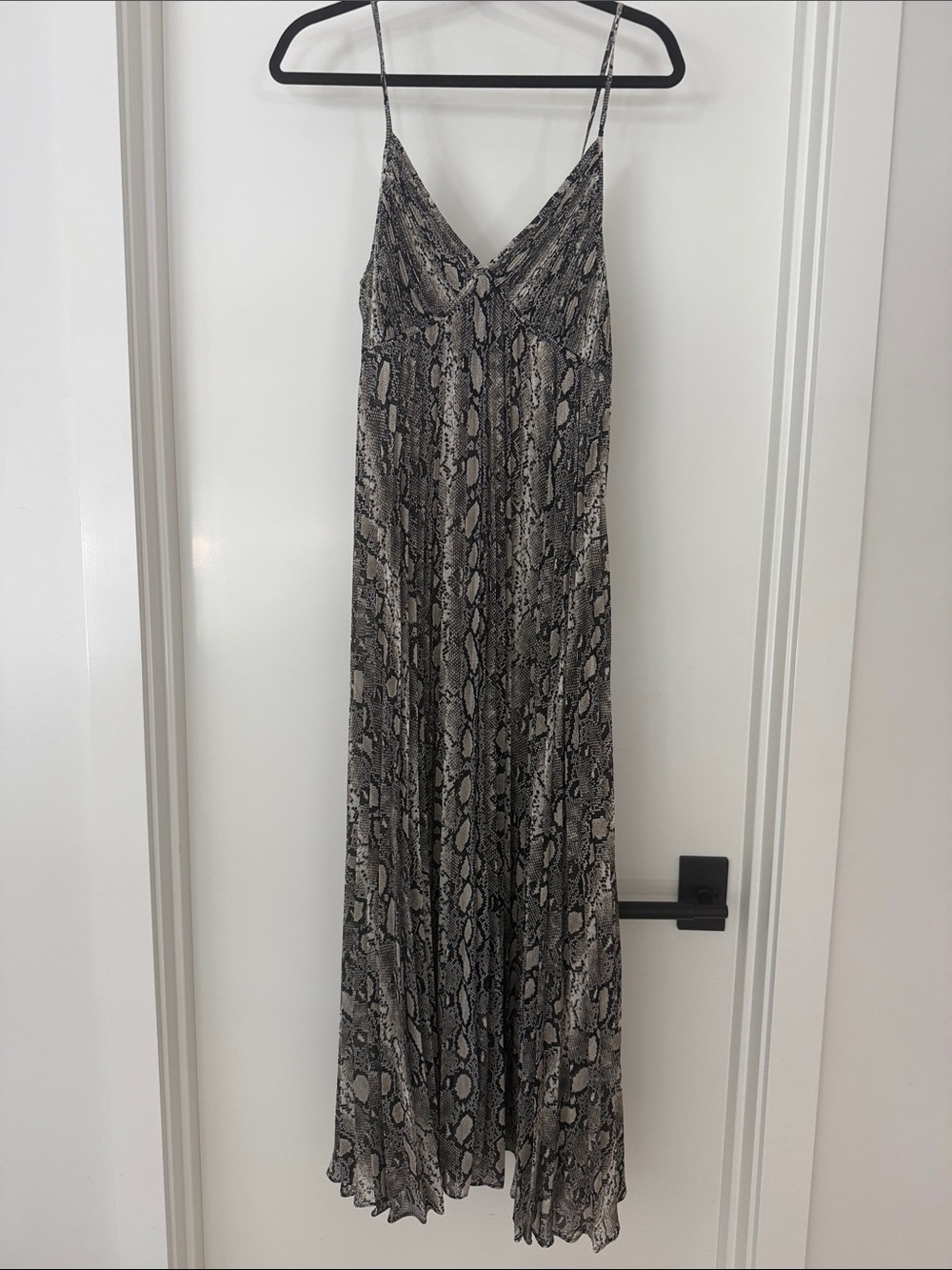 Micheal Kors Spaghetti Strap Snake Print Maxi Dress - Black/Gray SIZE Med BNWT